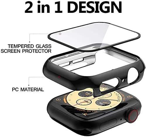 HANKN 2 Pack Hard Case for Apple Watch Series 6 5 4 /SE 2/SE 3 40mm | Tempered Glass Full Coverage thumbnail 2