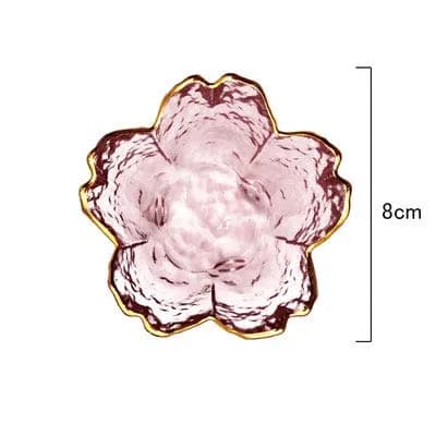 MINGBWUTANG Small Glass Dish Nordic Style Gold Inlay 3 inches (W) x 1.9 inches (H) | Cherry Blossom Seasoning Plate