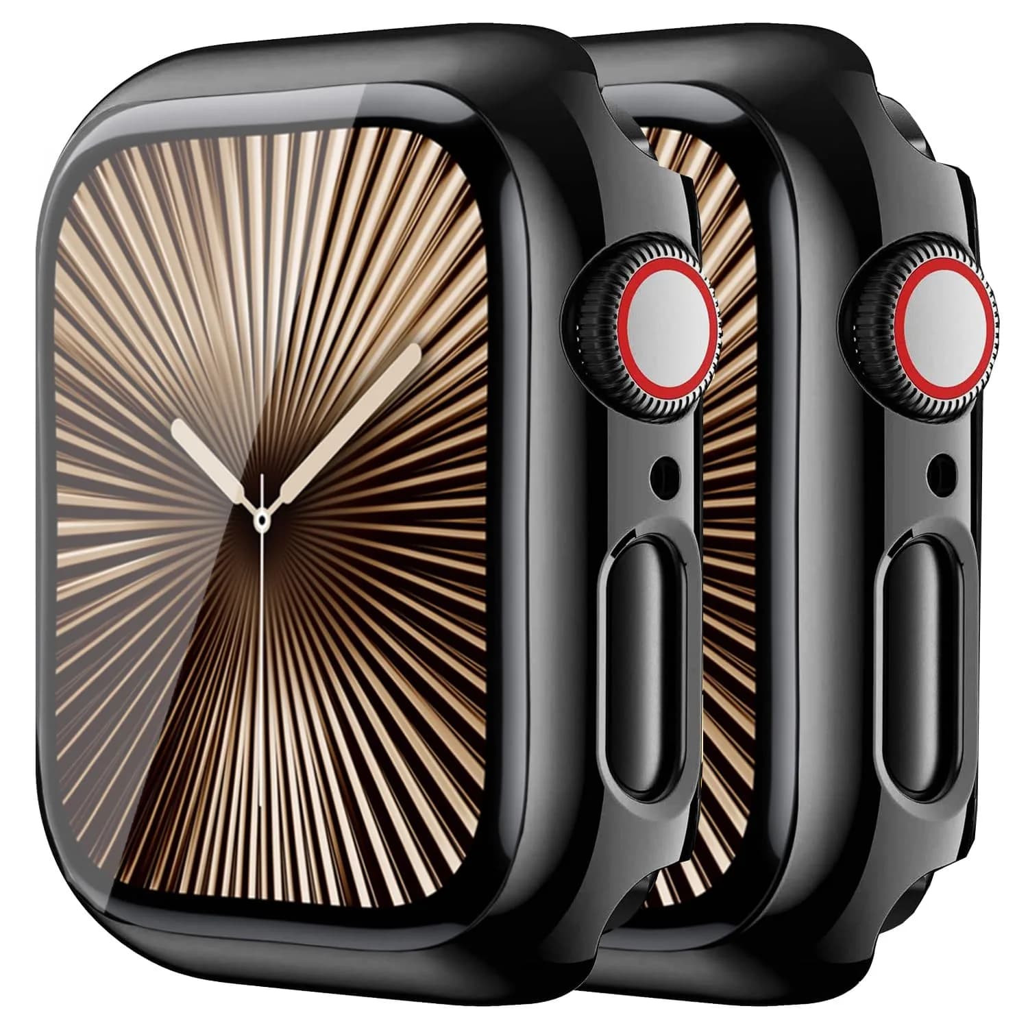 HANKN 2 Pack Hard Privacy Case for Apple Watch Series 6/5/SE 44mm | Tempered Glass Screen Protector — 44mm