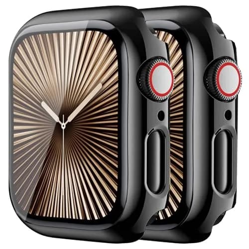 HANKN 2 Pack Hard Privacy Case for Apple Watch Series 6/5/SE 44mm | Tempered Glass Screen Protector thumbnail 1