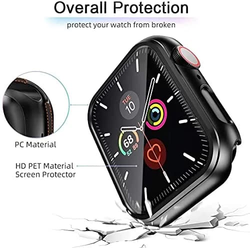 HANKN 2 Pack Hard Privacy Case for Apple Watch Series 6/5/SE 44mm | Tempered Glass Screen Protector thumbnail 4