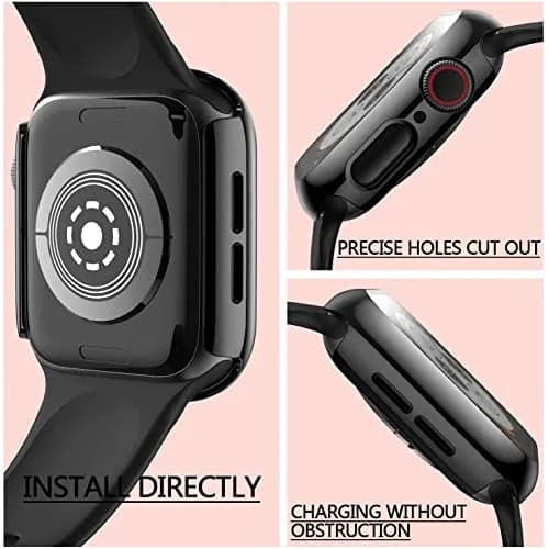 HANKN 2 Pack Hard Privacy Case for Apple Watch Series 6/5/SE 44mm | Tempered Glass Screen Protector thumbnail 7