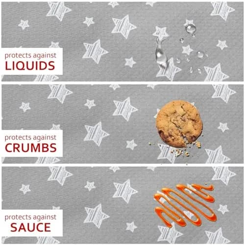 Moonsea Grey Star Splat Mat 107cm x 117cm (42"x46") | Waterproof, Non-Slip, Machine Washable for High Chairs & Playtime thumbnail 4