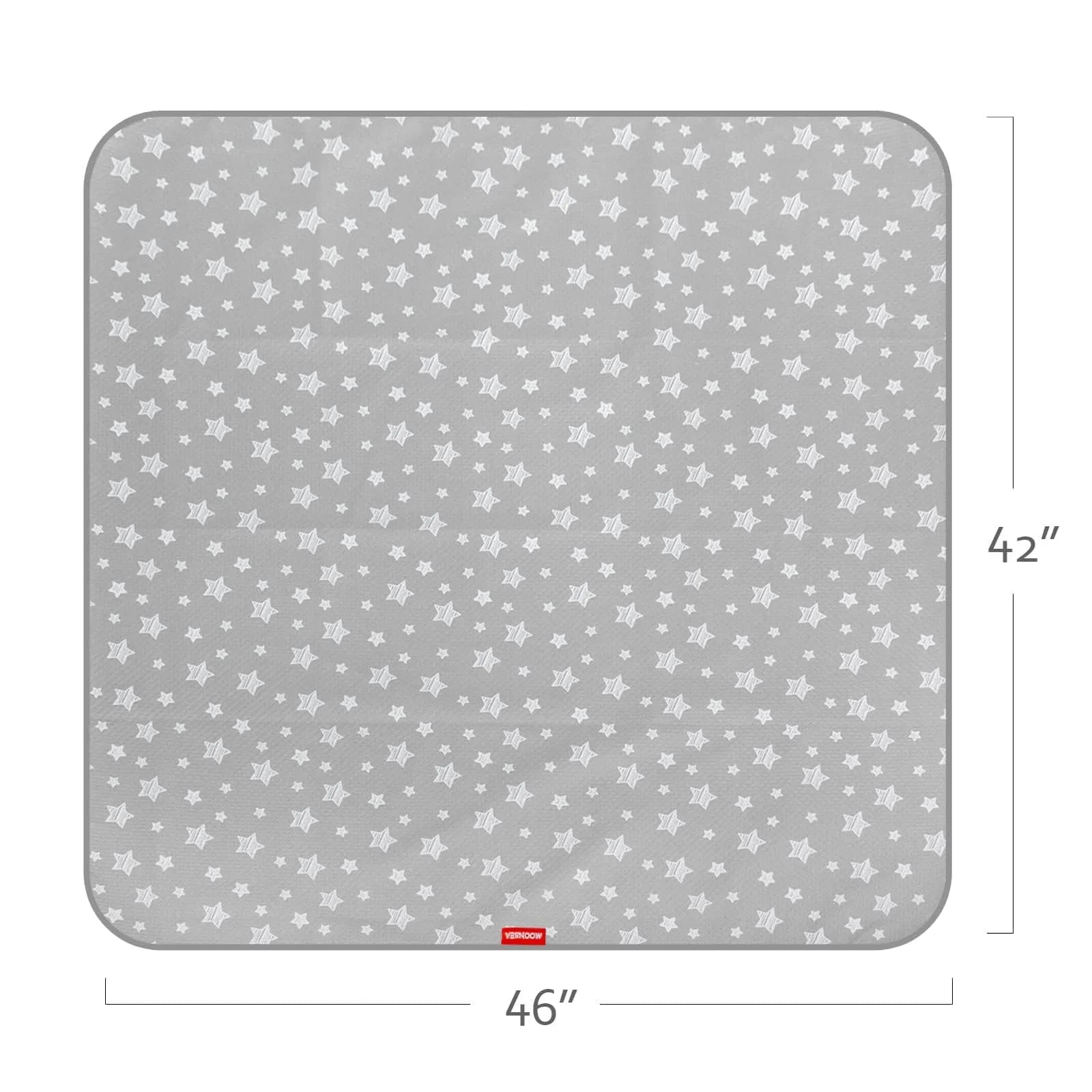 Moonsea Grey Star Splat Mat 107cm x 117cm (42"x46") | Waterproof, Non-Slip, Machine Washable for High Chairs & Playtime - view 5