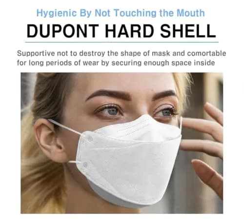 HAPPYDAY KF94 White Face Mask for Adults | 4-Ply Filter, Anti-Fog, Made in Korea thumbnail 2