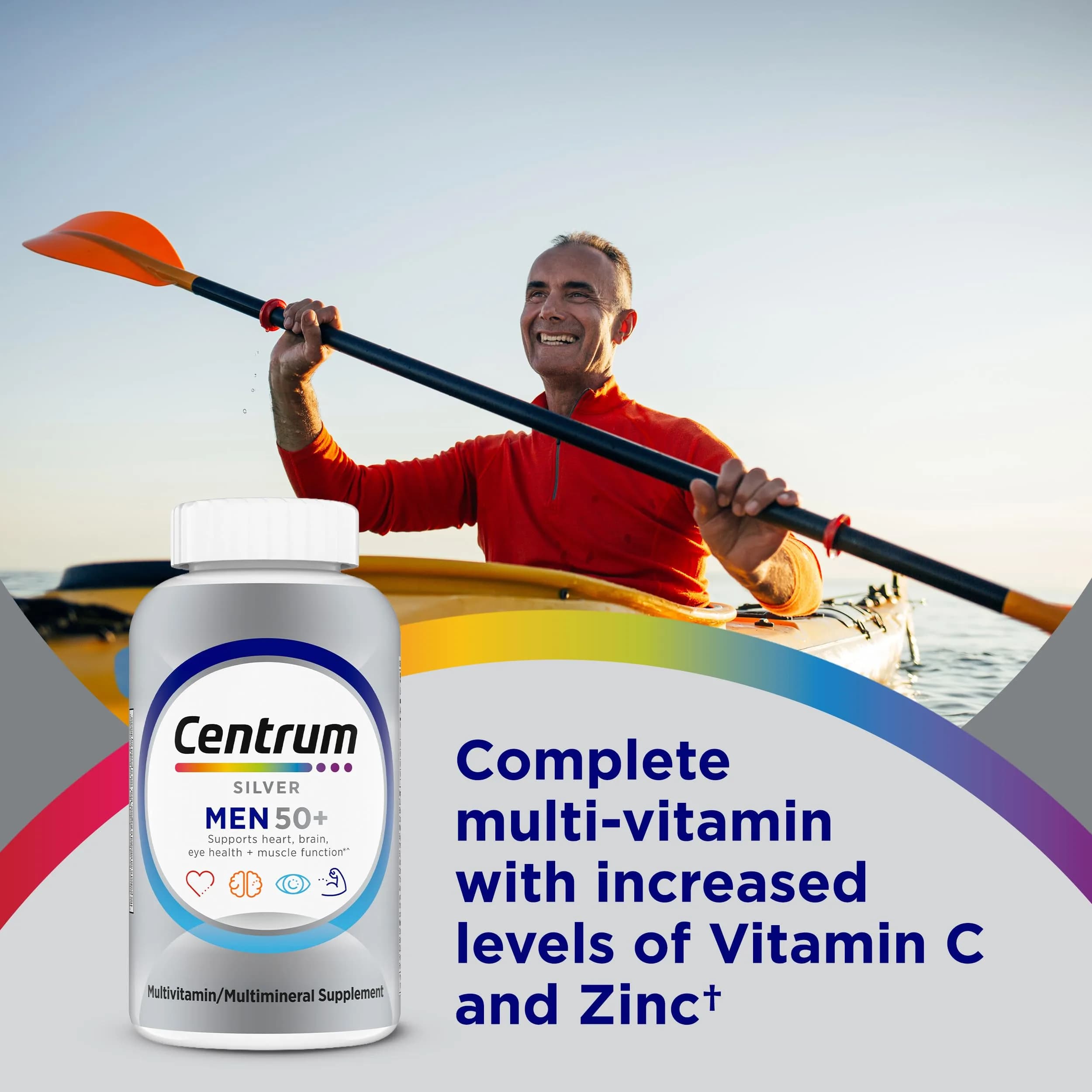 Centrum Silver Men's Multivitamin for Men 50 Plus 100 Tablets | Supports Memory & Cognition with Vitamin D3, B Vitamins & Zinc - view 2
