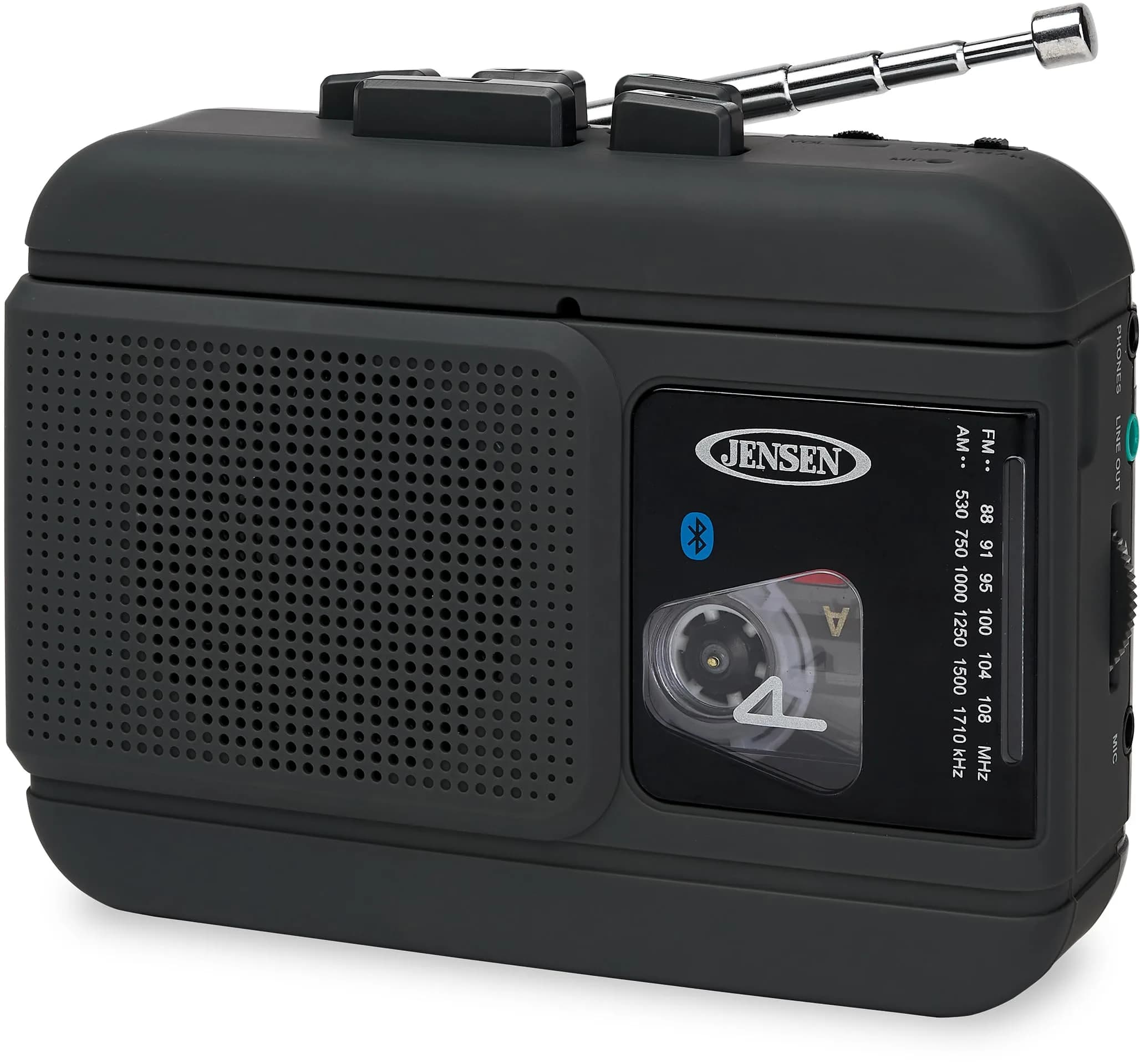 Jensen MCR-60 Portable Cassette Player/Recorder with Bluetooth & Radio | Vintage Audio in India — Black