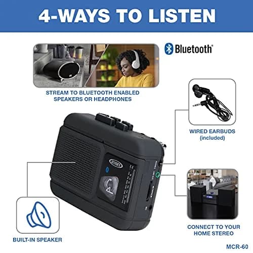 Jensen MCR-60 Portable Cassette Player/Recorder with Bluetooth & Radio | Vintage Audio in India thumbnail 7