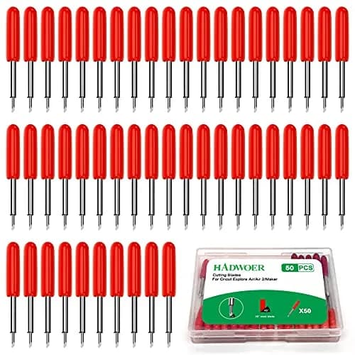 Hadwoer 50-Pack 45 Degree Fine Point Blades for Cricut Maker & Explore Air 2 | Cuts Vinyl, Cardstock, Fabric thumbnail 1