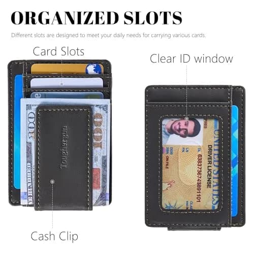 Toughergun Slim Wallet for Men - Steel Grey RFID Blocking Money Clip, Minimalist Front Pocket Credit Card Holder thumbnail 4