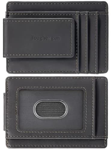 Toughergun Slim Wallet for Men - Steel Grey RFID Blocking Money Clip, Minimalist Front Pocket Credit Card Holder thumbnail 1