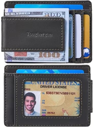 Toughergun Slim Wallet for Men - Steel Grey RFID Blocking Money Clip, Minimalist Front Pocket Credit Card Holder thumbnail 2