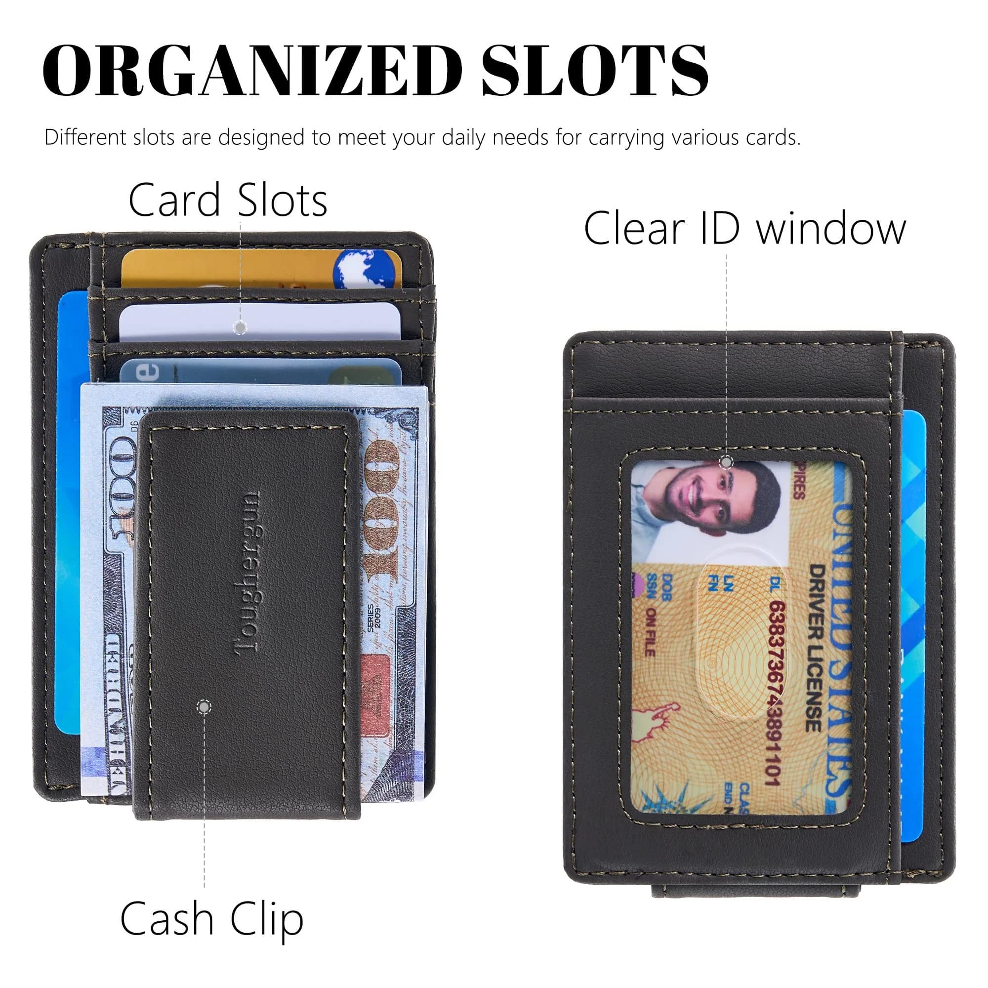 Toughergun Slim Wallet for Men - Steel Grey RFID Blocking Money Clip, Minimalist Front Pocket Credit Card Holder - view 4