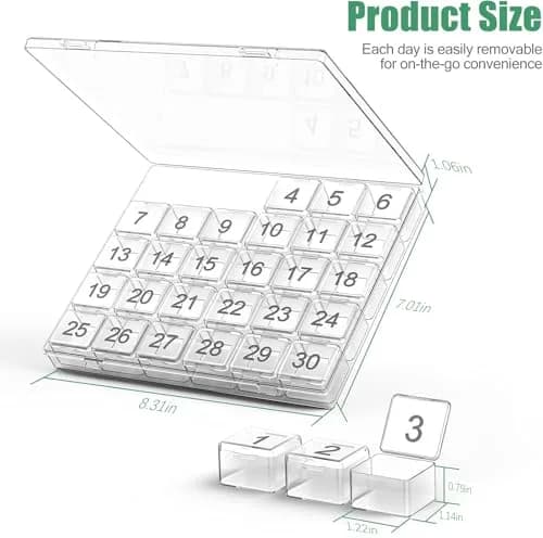 DOHIMGIO Monthly Pill Organizer 30 Day Pill Box with Portable Case | Easy Open Large Compartments thumbnail 6