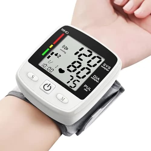 MBUPAI Blood Pressure Monitor Wrist BP Machine | Digital, Rechargeable, 2-User, Voice, Large LCD thumbnail 1
