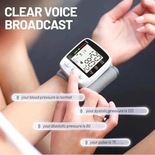 MBUPAI Blood Pressure Monitor Wrist BP Machine | Digital, Rechargeable, 2-User, Voice, Large LCD thumbnail 5
