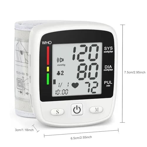 MBUPAI Blood Pressure Monitor Wrist BP Machine | Digital, Rechargeable, 2-User, Voice, Large LCD thumbnail 8
