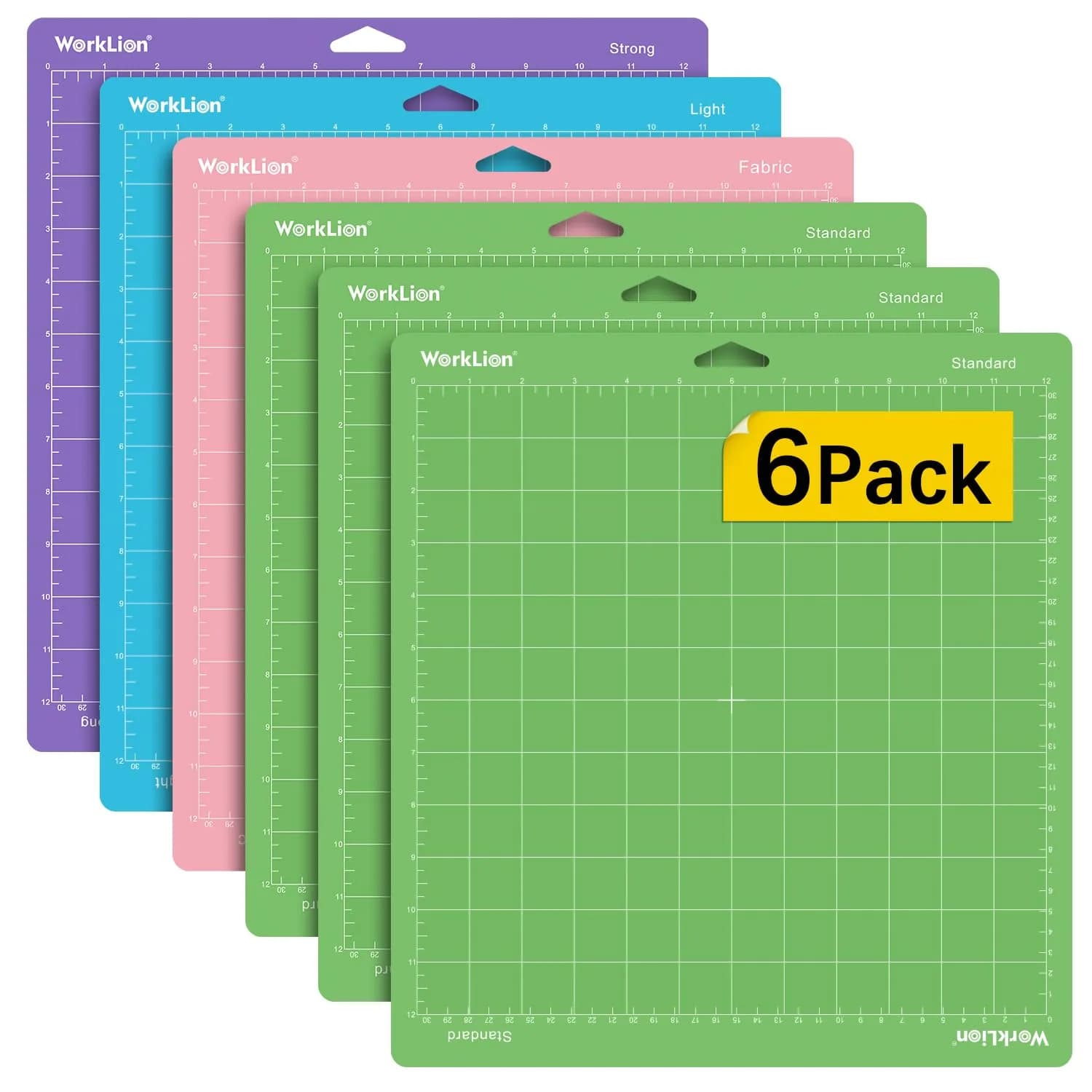 WORKLION Cutting Mat 12x12 | Compatible with Maker/Maker 3/4 & Explore 3/4, Variety Sticky Vinyl (6 Pack)