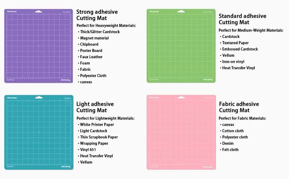WORKLION Cutting Mat 12x12 | Compatible with Maker/Maker 3/4 & Explore 3/4, Variety Sticky Vinyl (6 Pack) thumbnail 3
