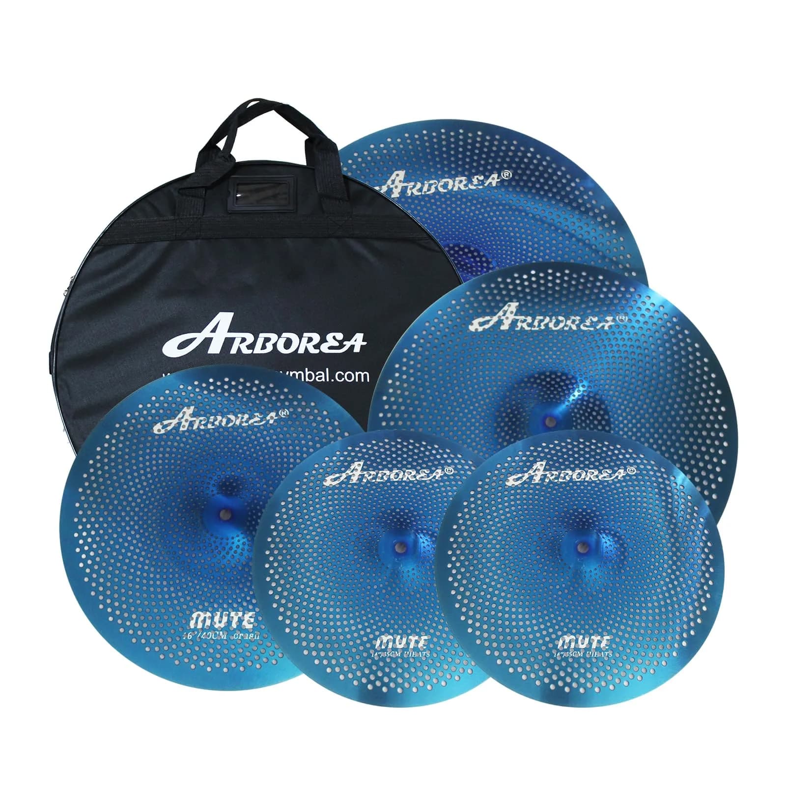 Arborea Low Volume Cymbal Pack Blue Mute 14"hi-hat+16"crash+18"crash+20"ride 5 Pieces | Stainless Steel - main product image
