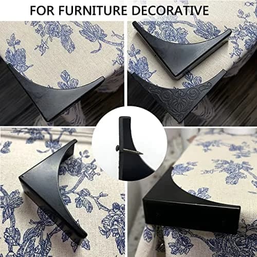 RFORPLY Antique Zinc Alloy Box Corner Protector Edge Safety Guard Cabinet Furniture Corner Bumpers (4-Pack, Black) thumbnail 4