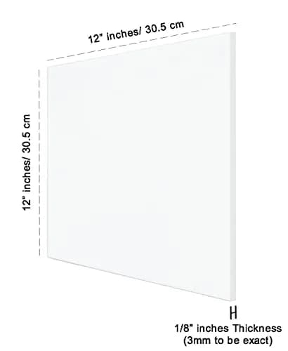 Inkdotpot White Acrylic Sheet 3mm (1/8") 2-Pack 30cm x 30cm | Transparent Cast Plastic Board for DIY Projects thumbnail 3