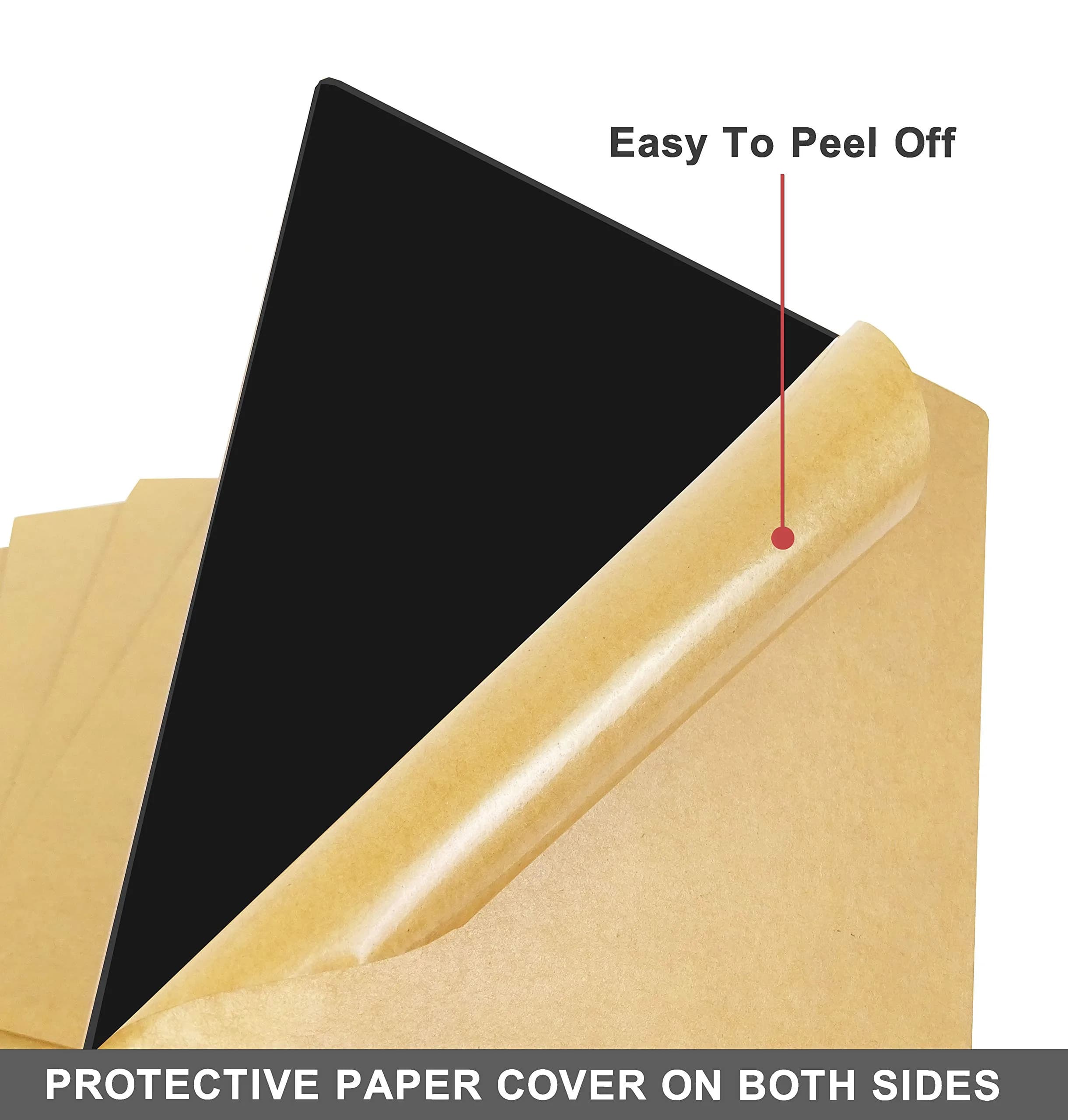 Inkdotpot Glossy Black Acrylic Sheet 3mm (1/8") 12"x12" | 4-Pack Cast Plastic Board for DIY Projects - view 2
