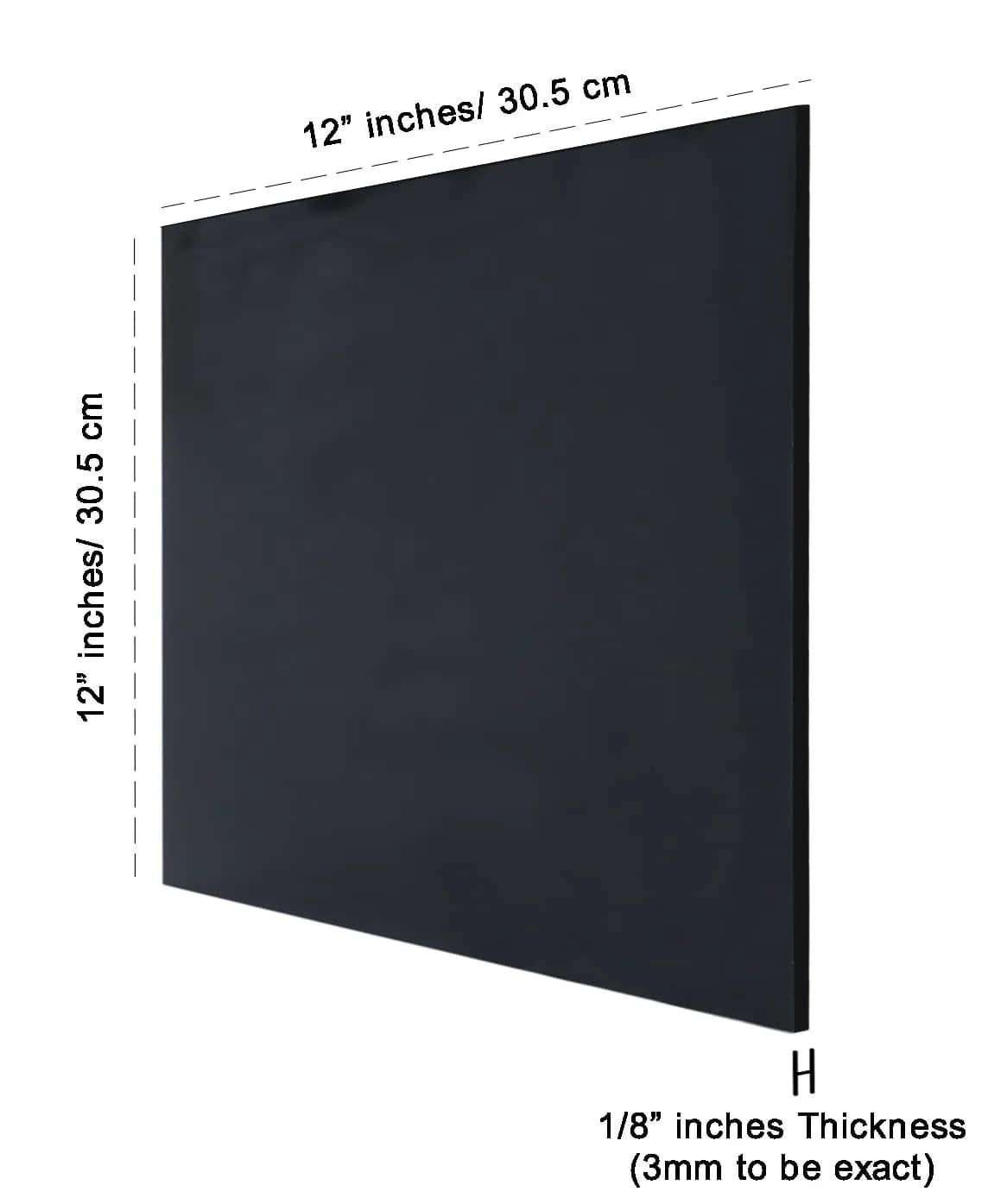 Inkdotpot Glossy Black Acrylic Sheet 3mm (1/8") 12"x12" | 4-Pack Cast Plastic Board for DIY Projects - view 3