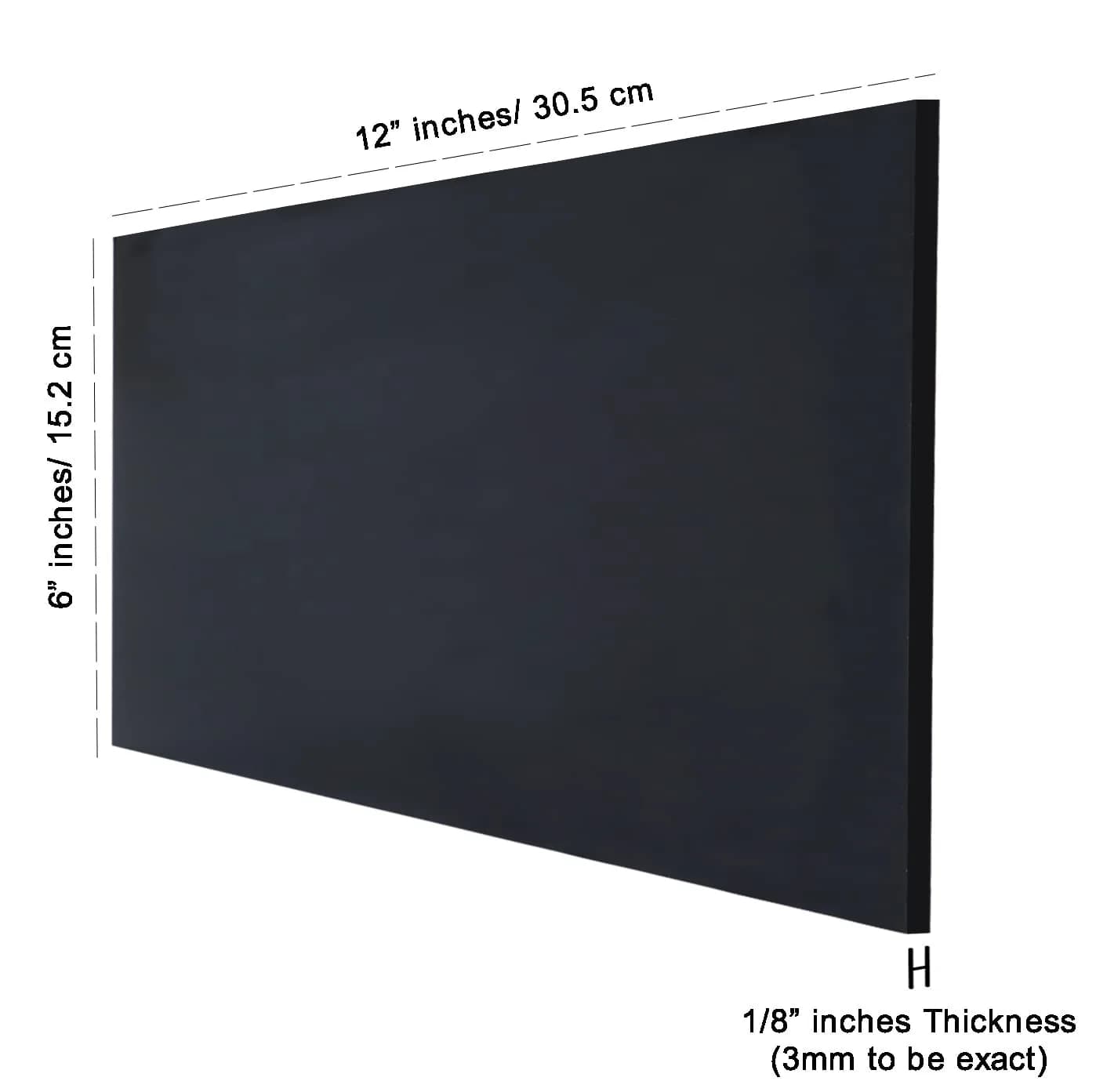 Inkdotpot Glossy Black Acrylic Sheet 3mm (1/8 Inch) 6"x12" | Pack of 4 Cast Plastic Panels for DIY Projects - view 3