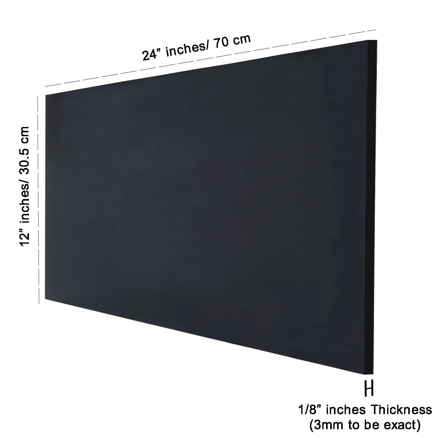 Inkdotpot Glossy Black Acrylic Sheet 3mm (1/8") 2x12"x24" | DIY Project Cast Plastic Board - view 3