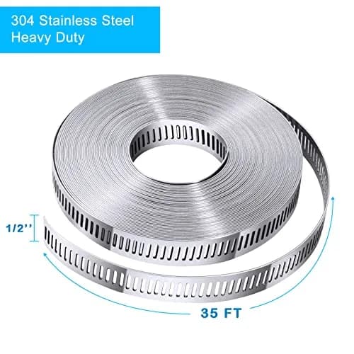 Steelsoft Stainless Steel Worm Gear Hose Clamp Assortment Kit, Cut-To-Fit | 35 ft Strap + 16 Fasteners, Max 134 inch Diameter thumbnail 4
