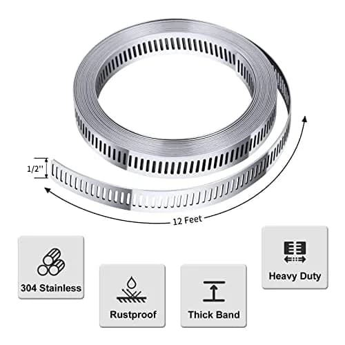 Steelsoft Stainless Steel Worm Gear Hose Clamp Assortment Kit, Cut-To-Fit | DIY Large & Odd Sizes thumbnail 4