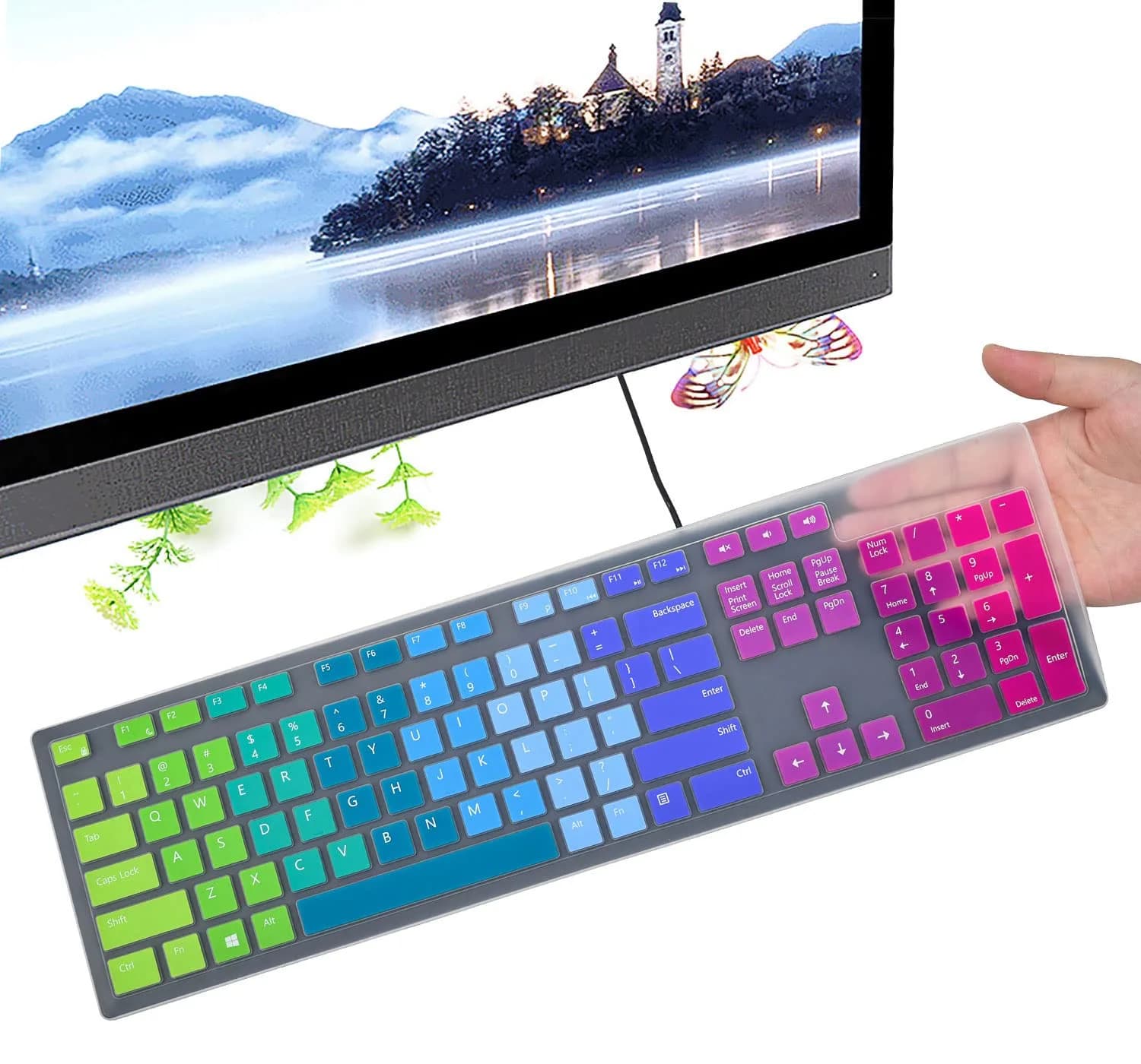 CaseBuy Rainbow Silicone Keyboard Cover for Dell KB216/KM636 US Layout | 0.3mm Thin - main product image