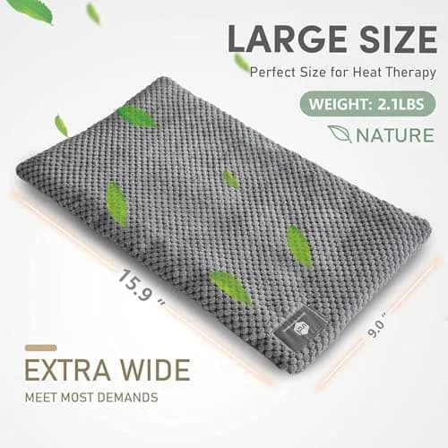 uncn Wide Microwave Heating Pad with Washable Cover 9.5 x 16in Microwavable | Soothes Muscles & Relaxes Tension thumbnail 7