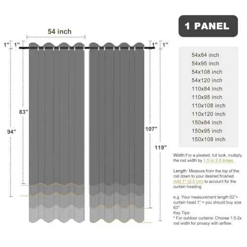BONZER Waterproof Outdoor Curtains for Patio 54"W x 84"L | Waterproof, Privacy & Sun Block thumbnail 9