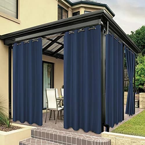BONZER Outdoor Curtains for Patio Waterproof Thick Privacy | Water-Resistant & Privacy-Enhancing — Navy / 54"W x 84"L - main product image
