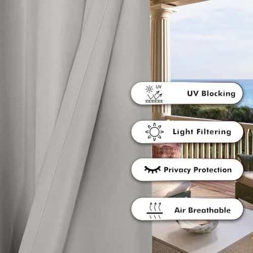 BONZER Outdoor Curtains for Patio Waterproof Thick | Water-Resistant Privacy Panel 54"x84" thumbnail 4
