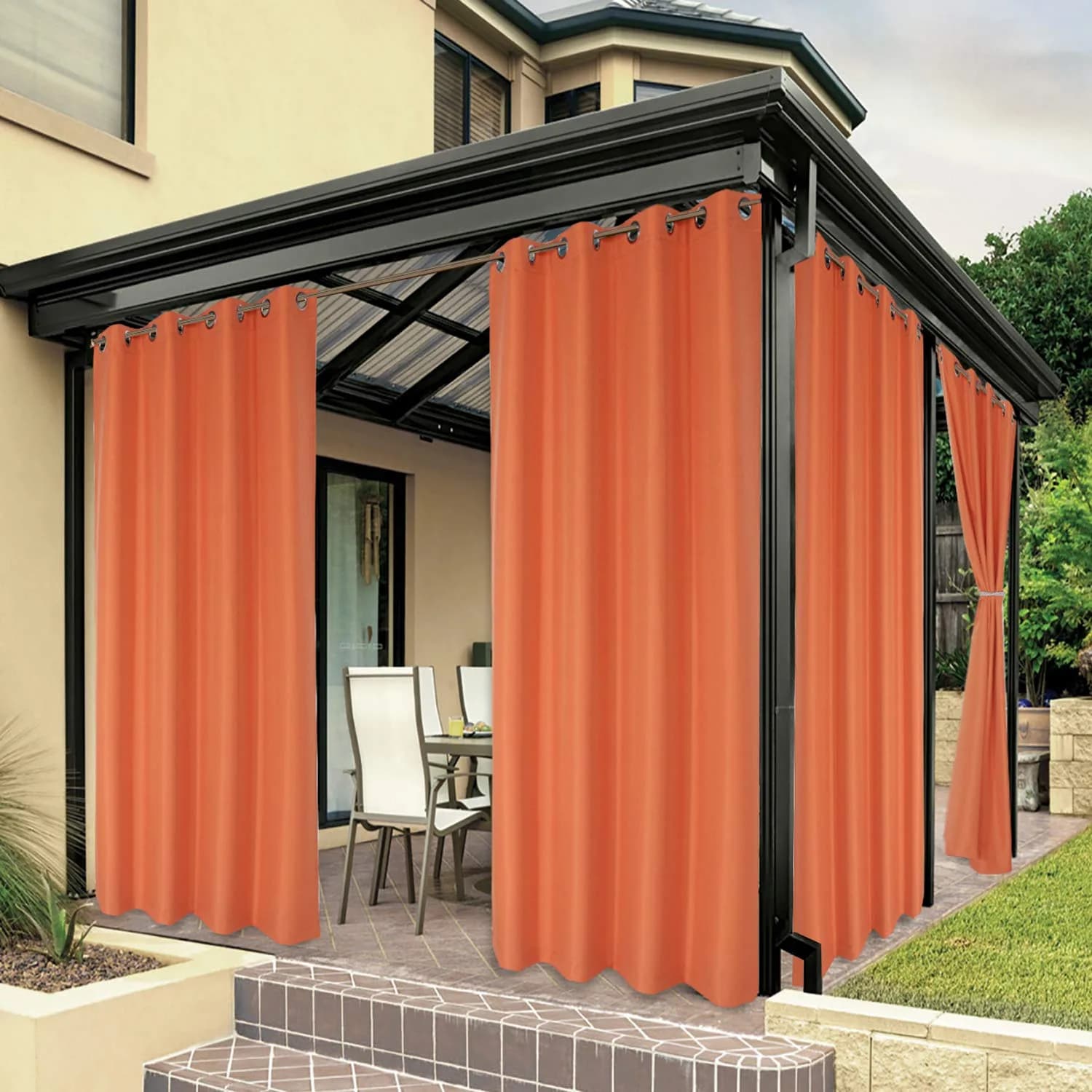 BONZER Waterproof Indoor/Outdoor Curtains for Patio Thick | Privacy & Rainproof Grommet Panel