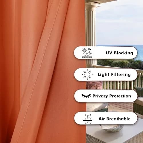 BONZER Waterproof Indoor/Outdoor Curtains for Patio Thick | Privacy & Rainproof Grommet Panel thumbnail 4