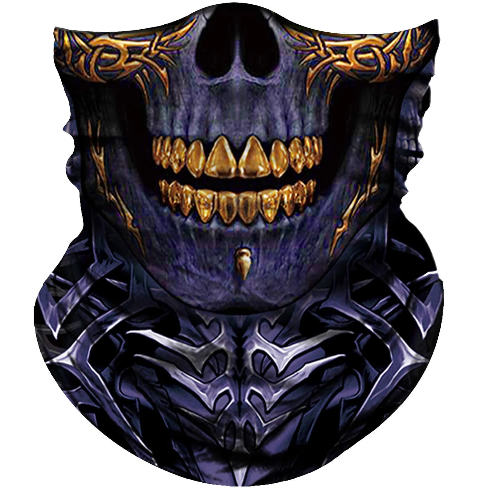 Obacle Skull Face Mask - Gold Teeth Open Mouth Design for Dust, Wind & UV Protection - main product image