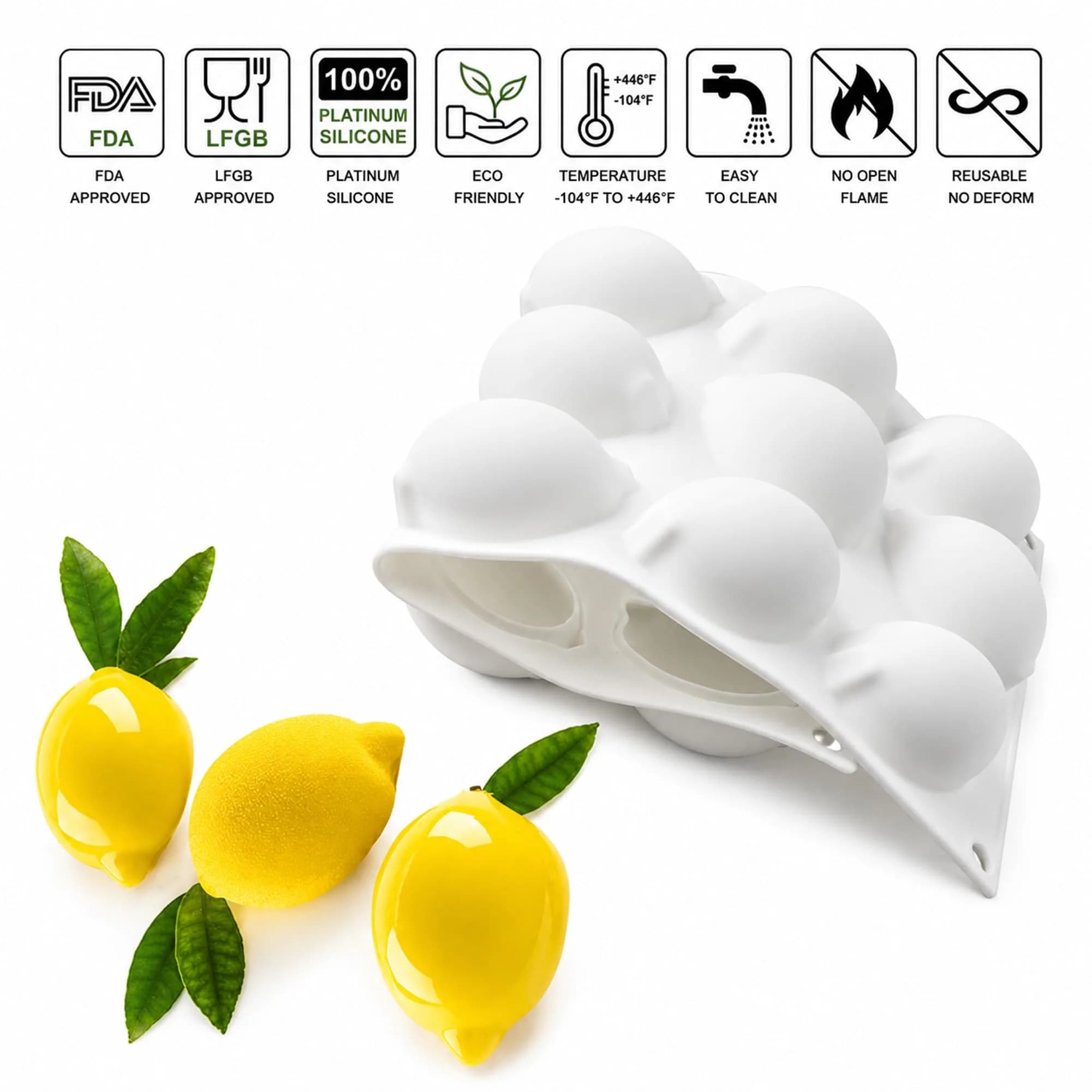 OCPO Kitchen Lemon Silicone Mold for Baking Mousse Cake, 15 Cavities | Food-Grade, Easy Release - view 5