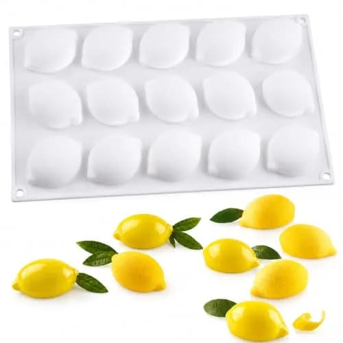 OCPO Kitchen Lemon Silicone Mold for Baking Mousse Cake, 15 Cavities | Food-Grade, Easy Release thumbnail 1