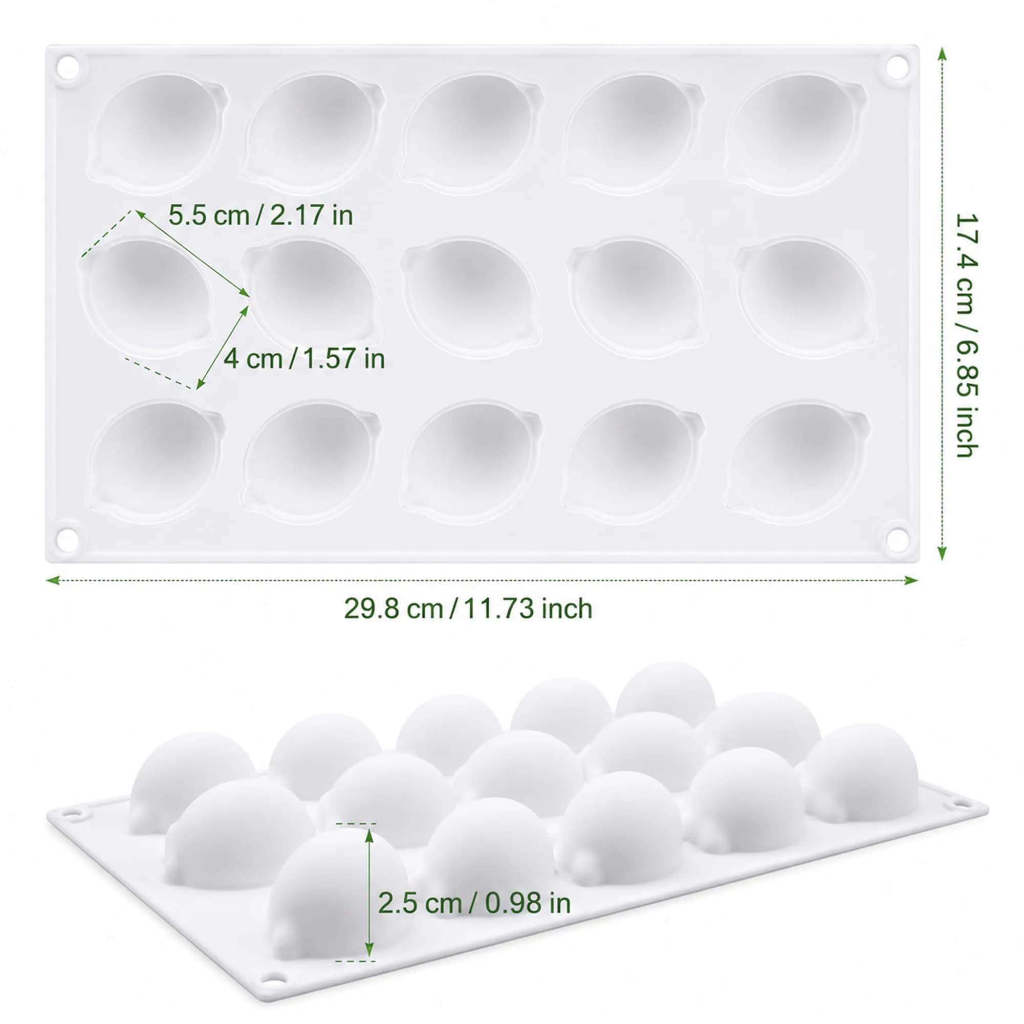 OCPO Kitchen Lemon Silicone Mold for Baking Mousse Cake, 15 Cavities | Food-Grade, Easy Release - view 2