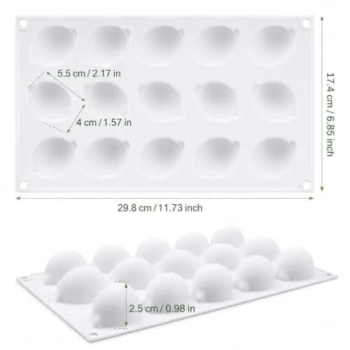 OCPO Kitchen Lemon Silicone Mold for Baking Mousse Cake, 15 Cavities | Food-Grade, Easy Release thumbnail 2