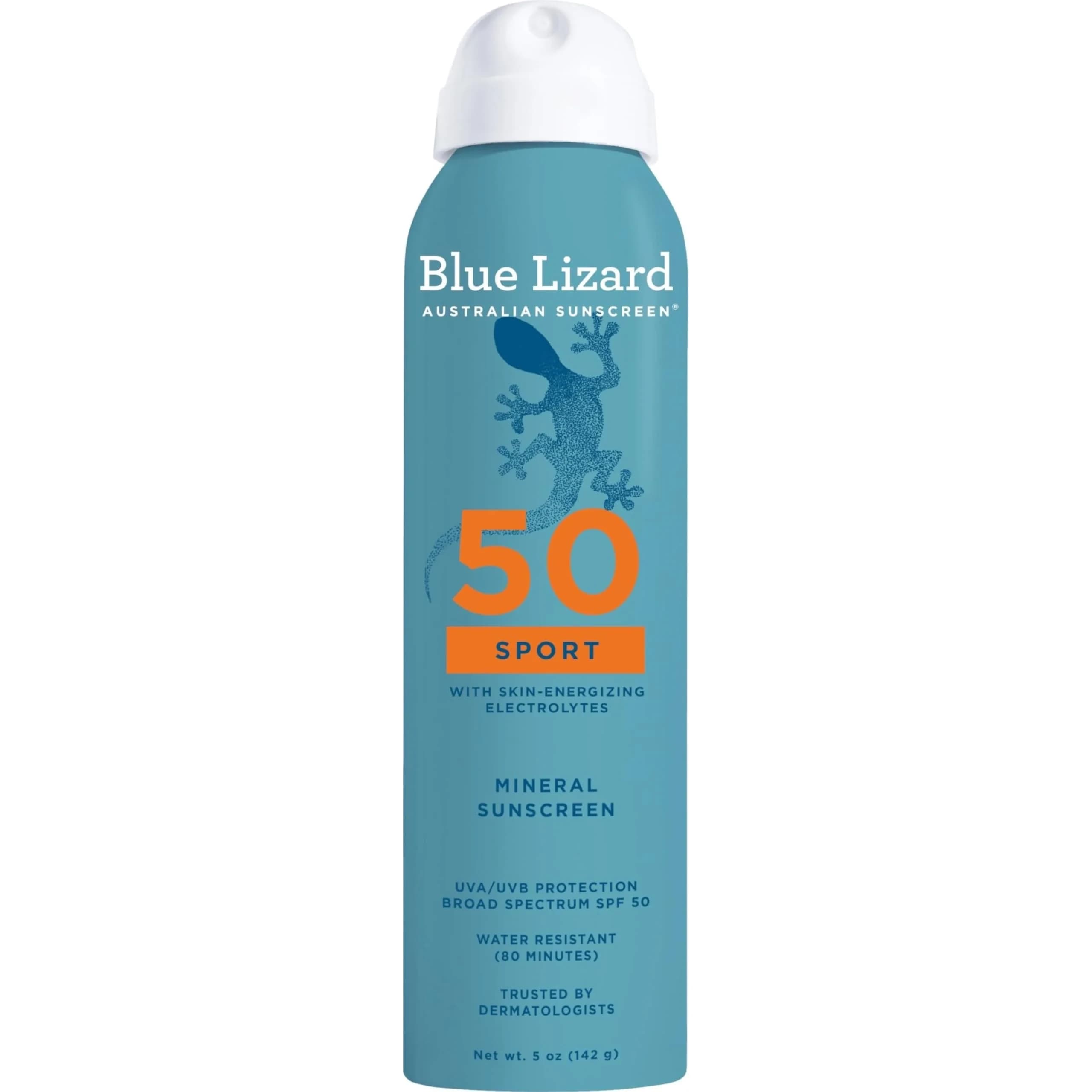 BLUE LIZARD Sport Mineral Sunscreen Spray SPF 50+ 148ml (5 fl oz) | Dermatologist-Recommended for Sensitive Skin — Sport - 5 oz.