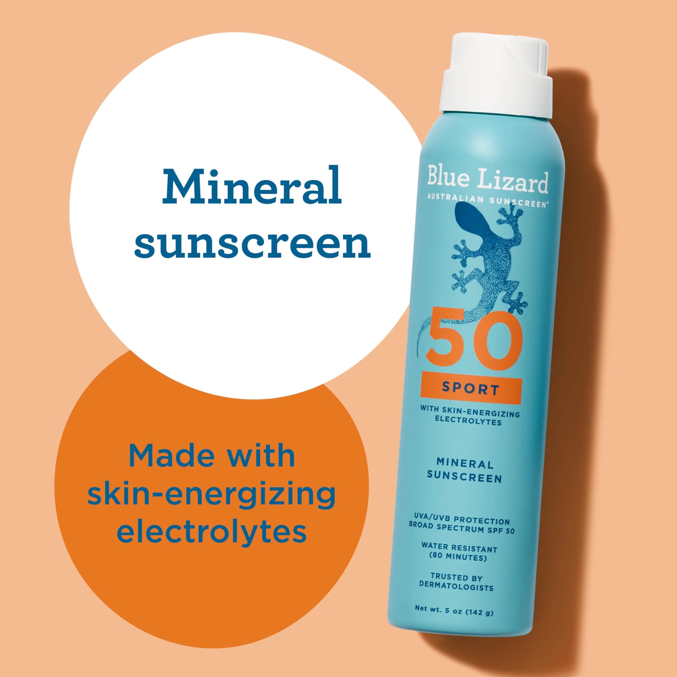 BLUE LIZARD Sport Mineral Sunscreen Spray SPF 50+ 150ml (5 fl oz) | Dermatologist-Recommended Broad-Spectrum UVA/UVB Protection - view 4