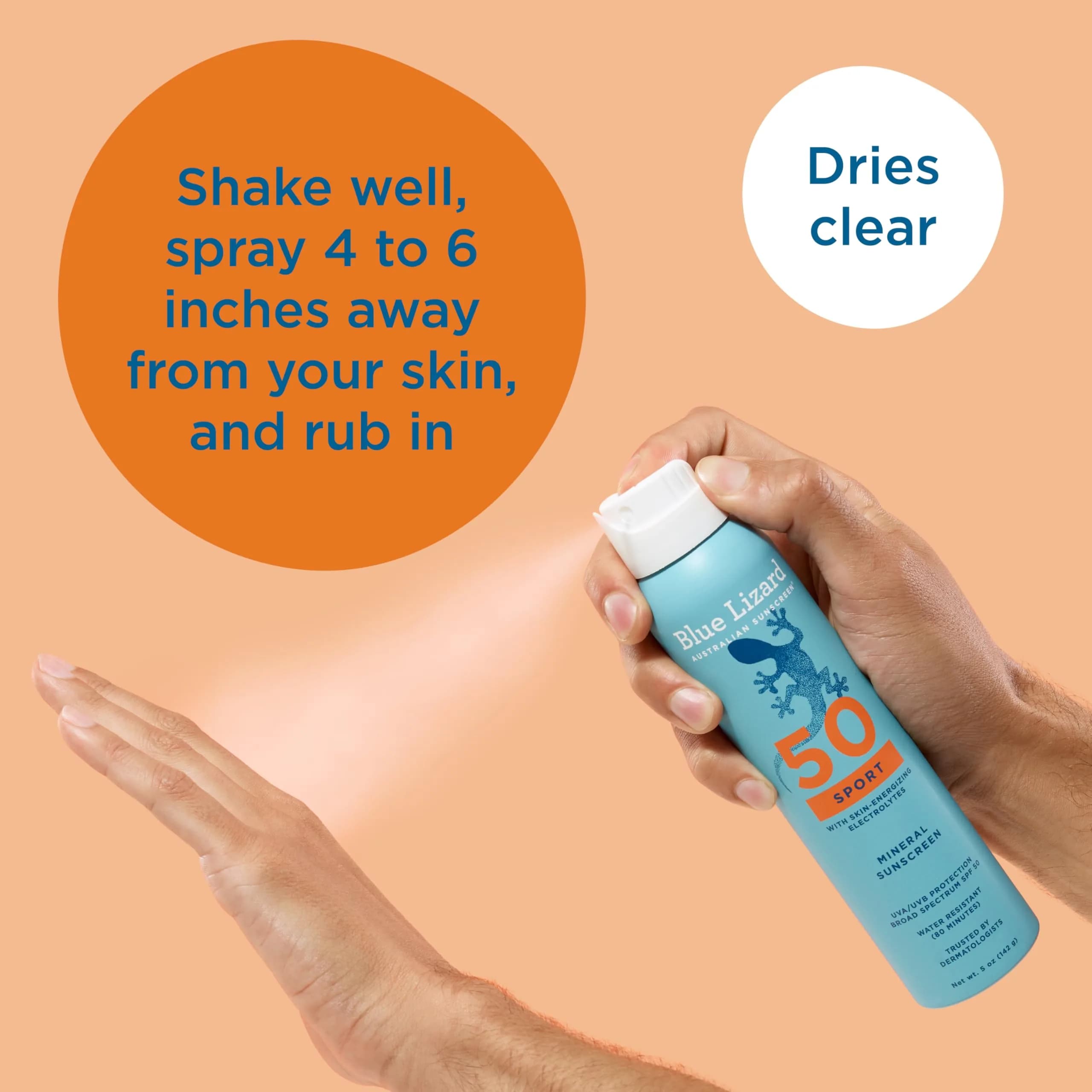BLUE LIZARD Sport Mineral Sunscreen Spray SPF 50+ 150ml (5 fl oz) | Dermatologist-Recommended Broad-Spectrum UVA/UVB Protection - view 5