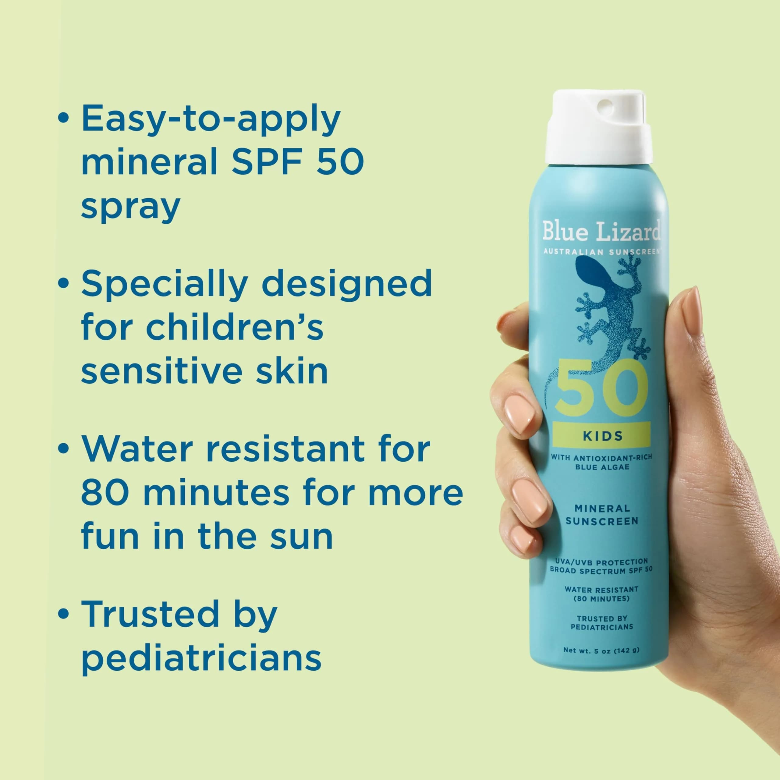 Blue Lizard Kids Mineral Sunscreen Spray SPF 50+ | Gentle Zinc Oxide Protection for Sensitive Skin - view 2