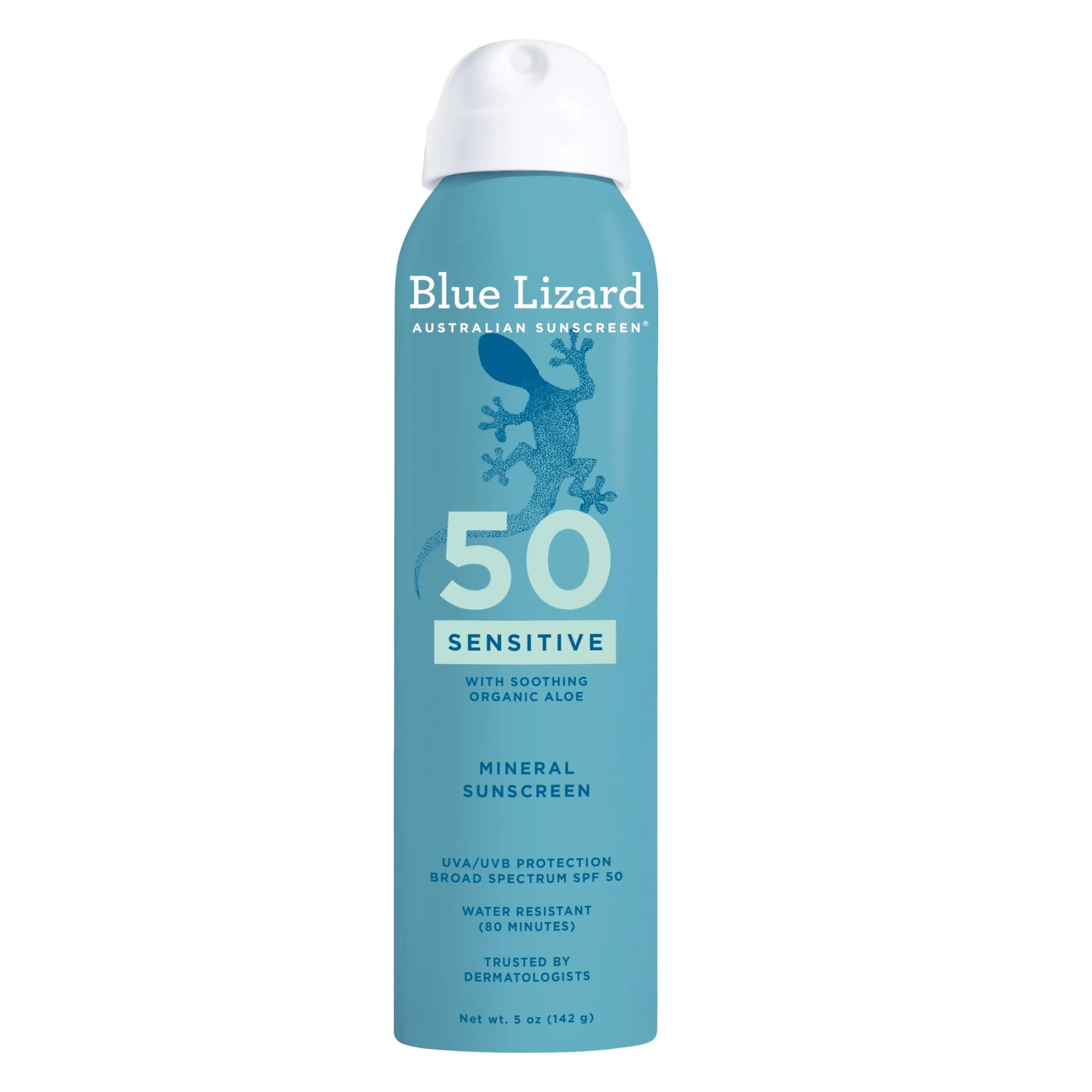 Blue Lizard Sensitive Mineral SPF 50 Spray, 5 oz | Gentle Sun Protection for Active Days - main product image