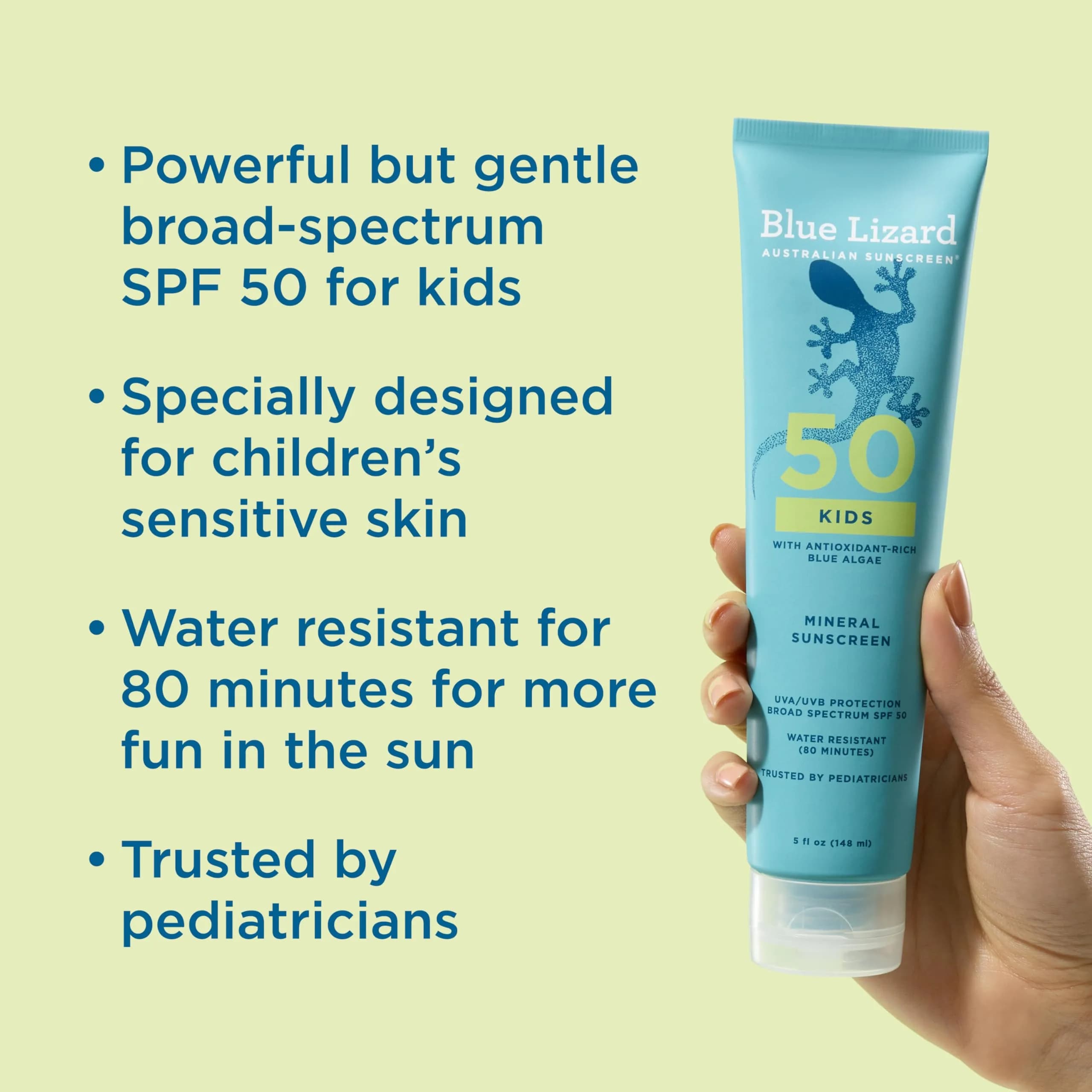 Blue Lizard Kids Mineral SPF 50 Sunscreen Lotion, 5 oz Tube | Gentle UV Protection for Sensitive Skin - view 2